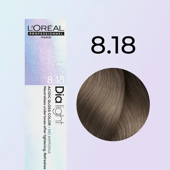 Продукт "Dia Light 8.18" с образцом волос