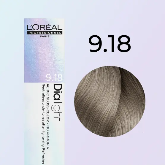 Продукт "Dia Light 9.18" с образцом волос